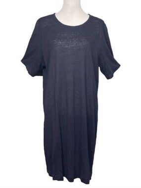 Eileen Fisher Navy Blue Short Sleeve Shift Dress